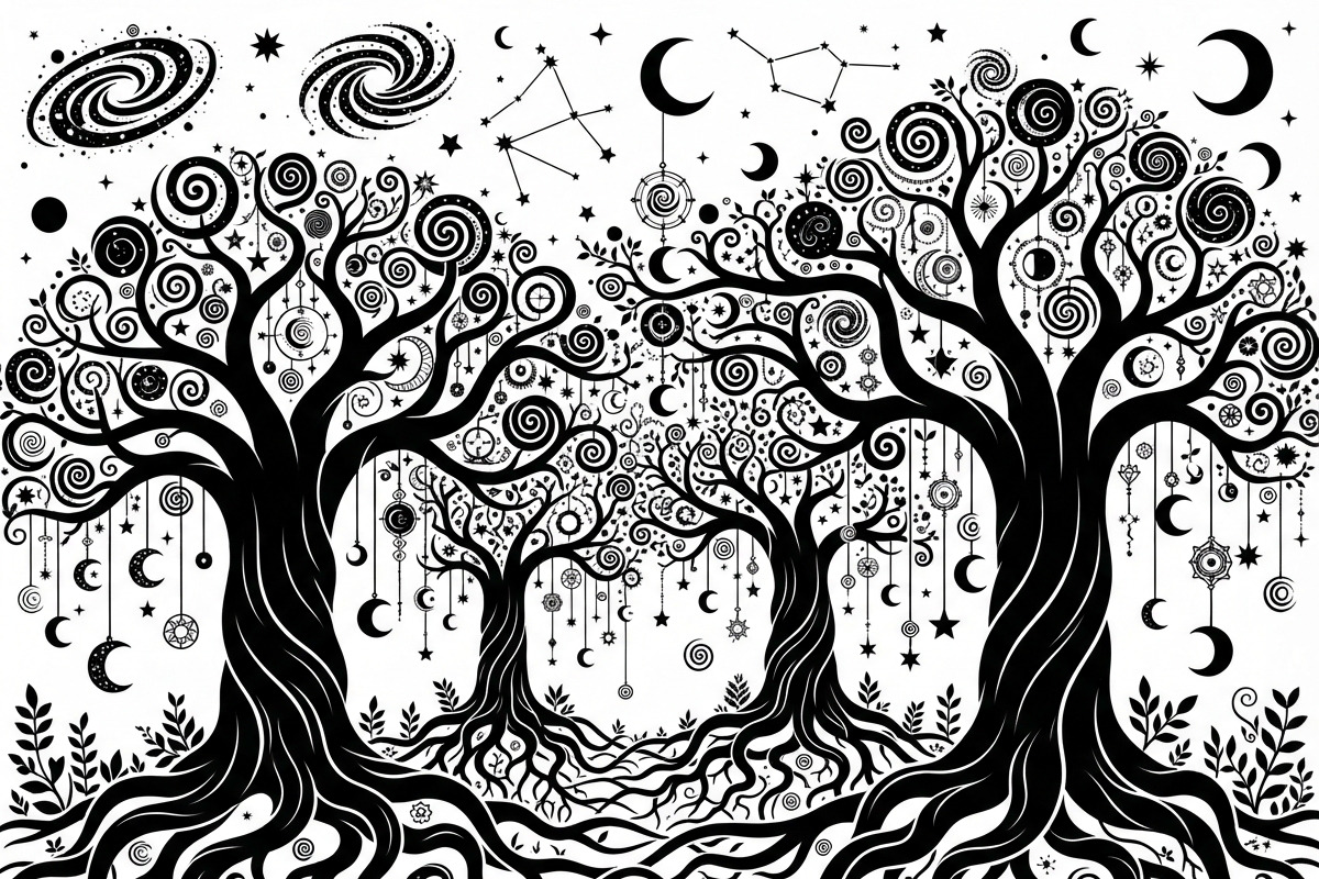 50 Mystical Galaxy Forest Silhouette, a Technology Illustration by Amazin_art (Photo 5 of 26)