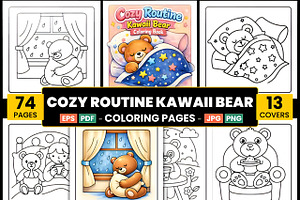 Cozy Routine Kawaii Bear, an Animal Illustration by Ink Gallery