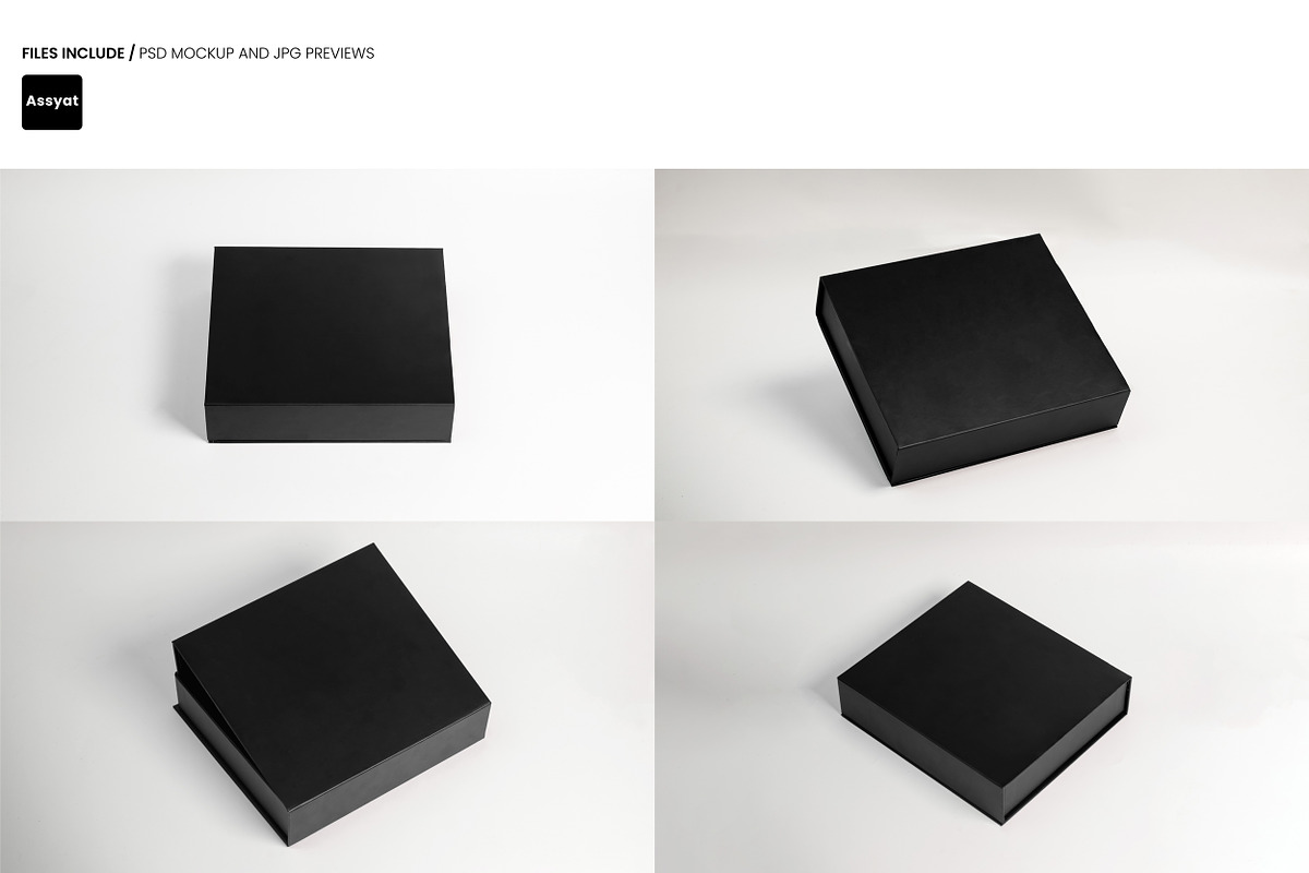 Square box packaging mockup set, a Packaging Mockup by Assyat (Photo 2 of 6)