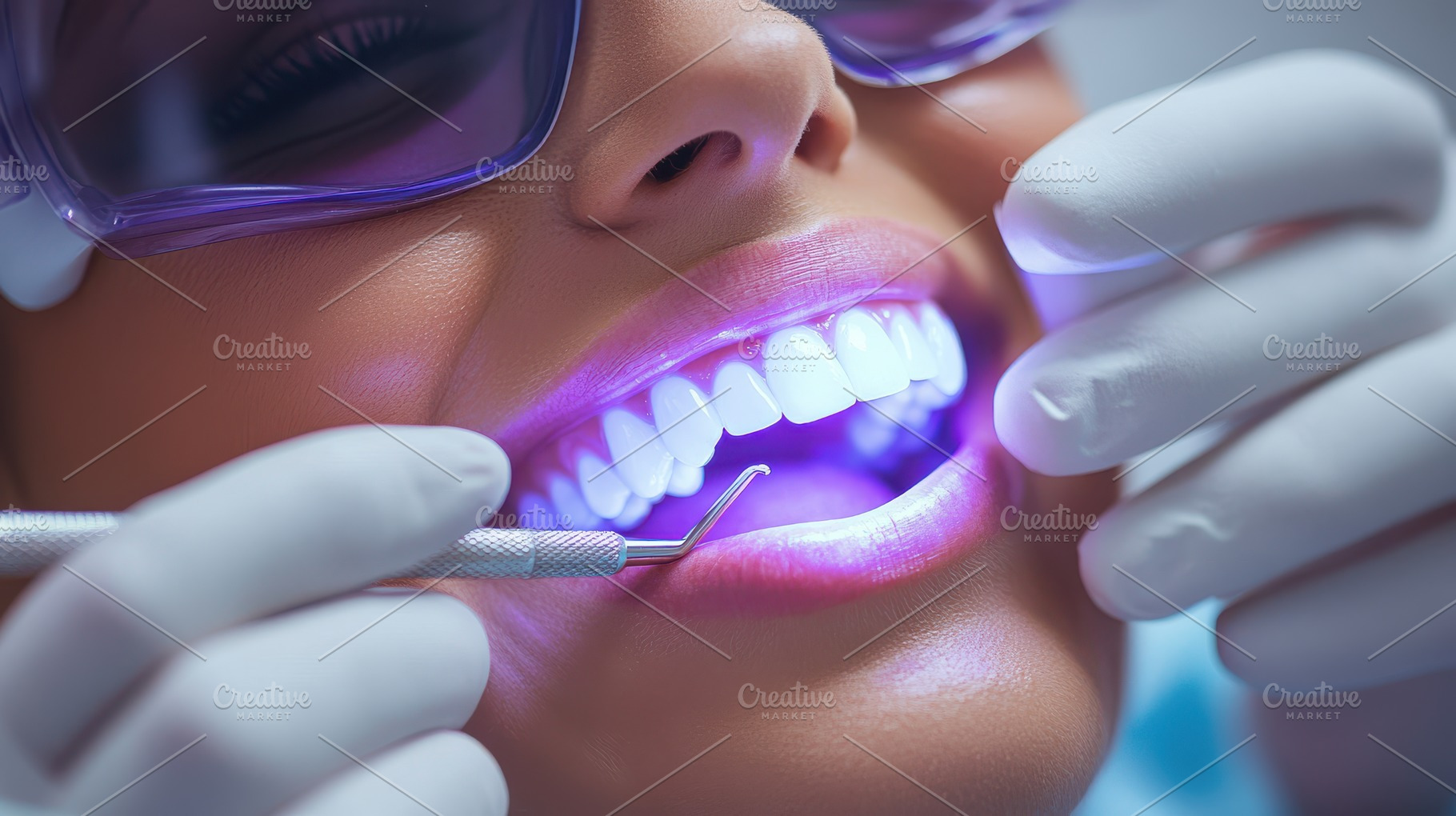 Teeth Undergoing Whitening Treatment, a Health & Medical Photo by Pixeness Studio