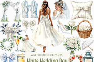 Watercolor White Wedding Day Clipart, an Illustration by Craft Nest