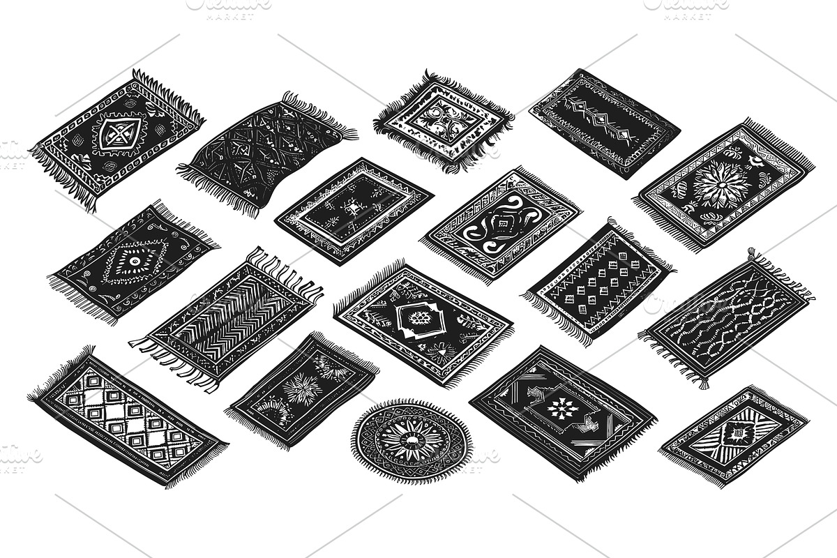 Engraving Style Cozy Home Carpets, an Illustration by LadadikArt