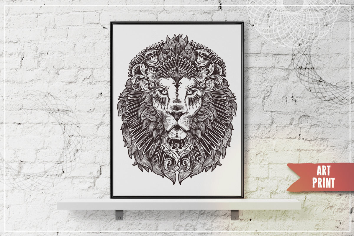 Ornamental Hand Drawn Lion, an Animal Illustration by alexrockheart (Photo 3 of 4)