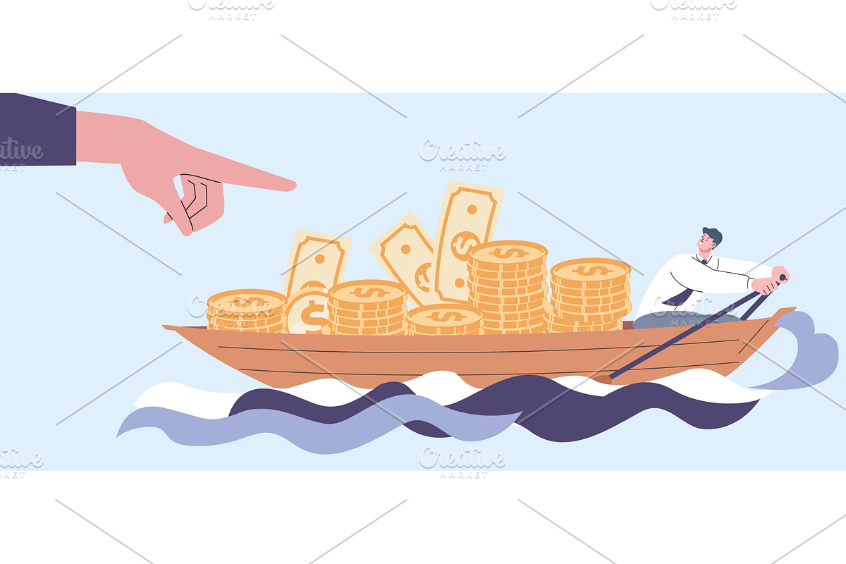 Corruption, theft of large amounts, a Finance Illustration by Valerie Bodnar