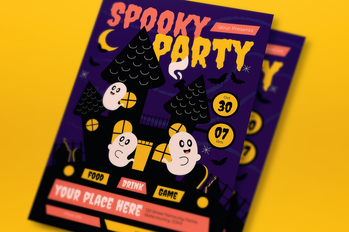 Purple Spooky Party Flyer Set, a Flyer Template by graphicook (Photo 2 of 3)