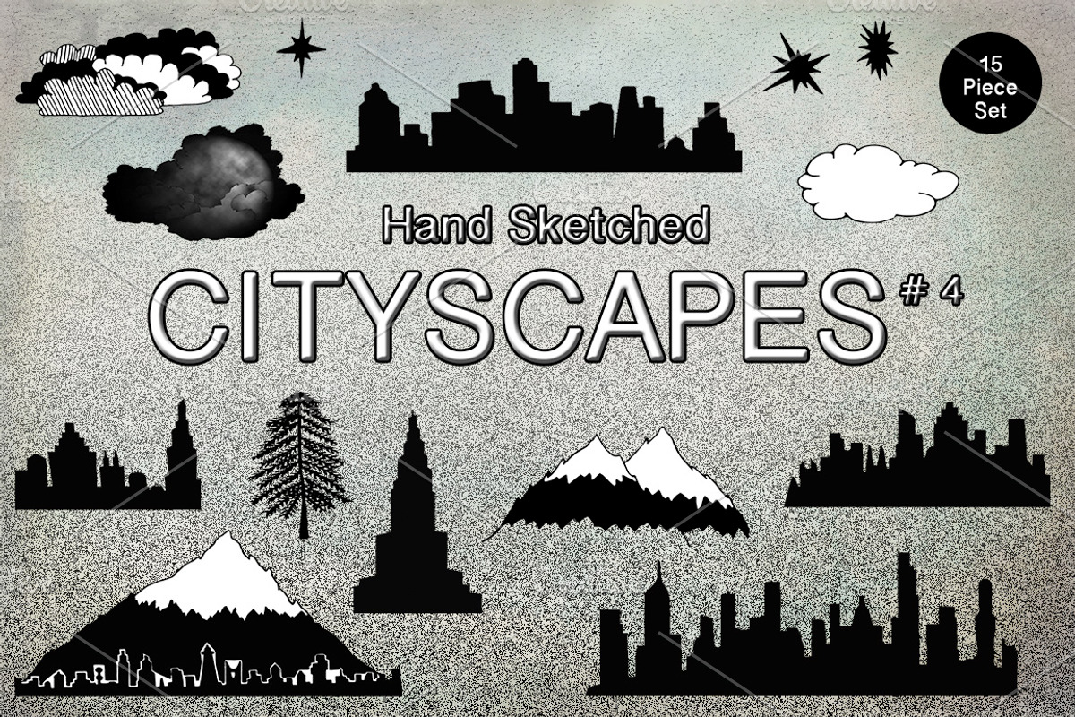 Handsketched Cityscape Clipart Set 4, an Illustration by Lone Star I&D (Photo 4 of 4)