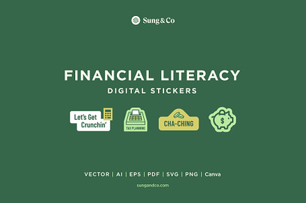 Financial Literacy Digital Stickers, a Finance Illustration by sungandco