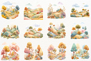Whimsical Fall Landscape Clipart PNG, a Seasonal Illustration by SugarCloudStudioArt (Thumbnail 3 of 7)