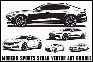 Modern Sports Car Silhouette Bundle, an Illustration by hafijul