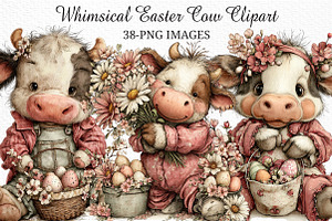 Whimsical Easter Cow Clipart Png, an Illustration by Craft Nest