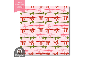 Christmas Bow Stripes Pattern