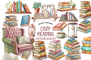 Book Lover Watercolor Clipart, an Object Illustration by TatiMockup (Thumbnail 1 of 4)