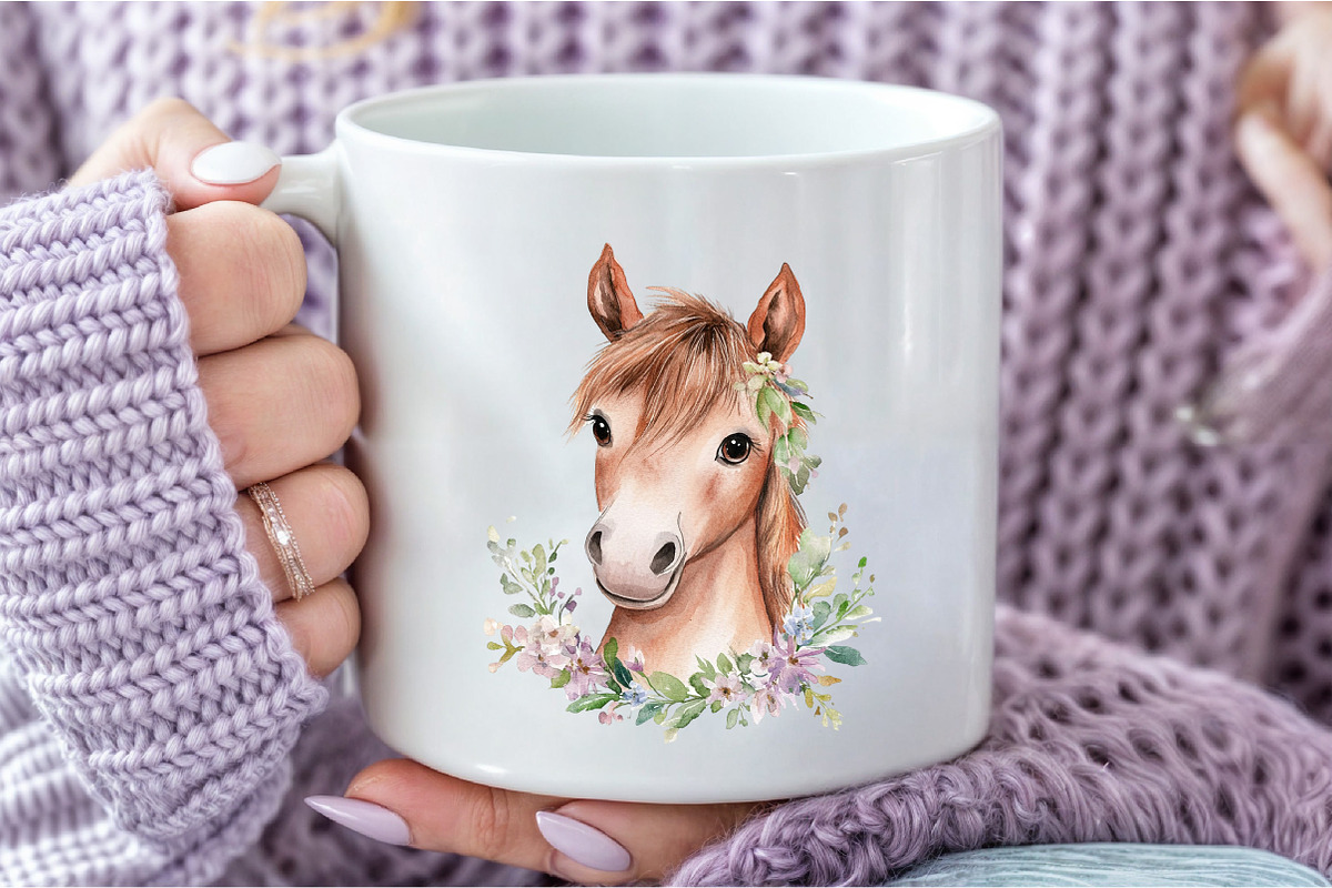 Watercolor Horse Clipart Bundle, an Illustration by DreamCafeArt (Photo 6 of 7)