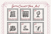Vintage Library Clipart, Books, an Object Illustration by The October Creative (Thumbnail 6 of 6)