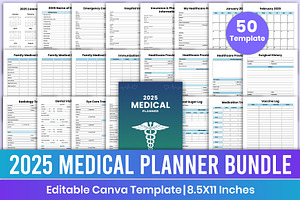 2025 Medical Planner Bundle Canva, a Stationery Template by Mustafiz