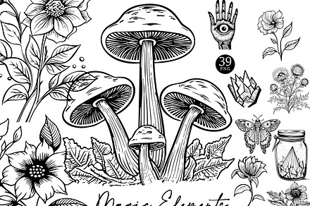 Line Art Magic Elements Clipart, an Object Illustration by Design Scotch