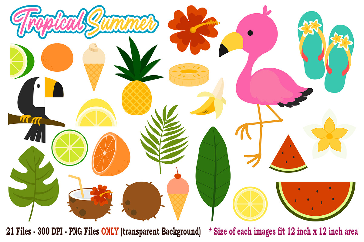 Tropica Summer Digital Clip Art, an Object Graphic by Cozy Cat Design (Photo 1 of 3)