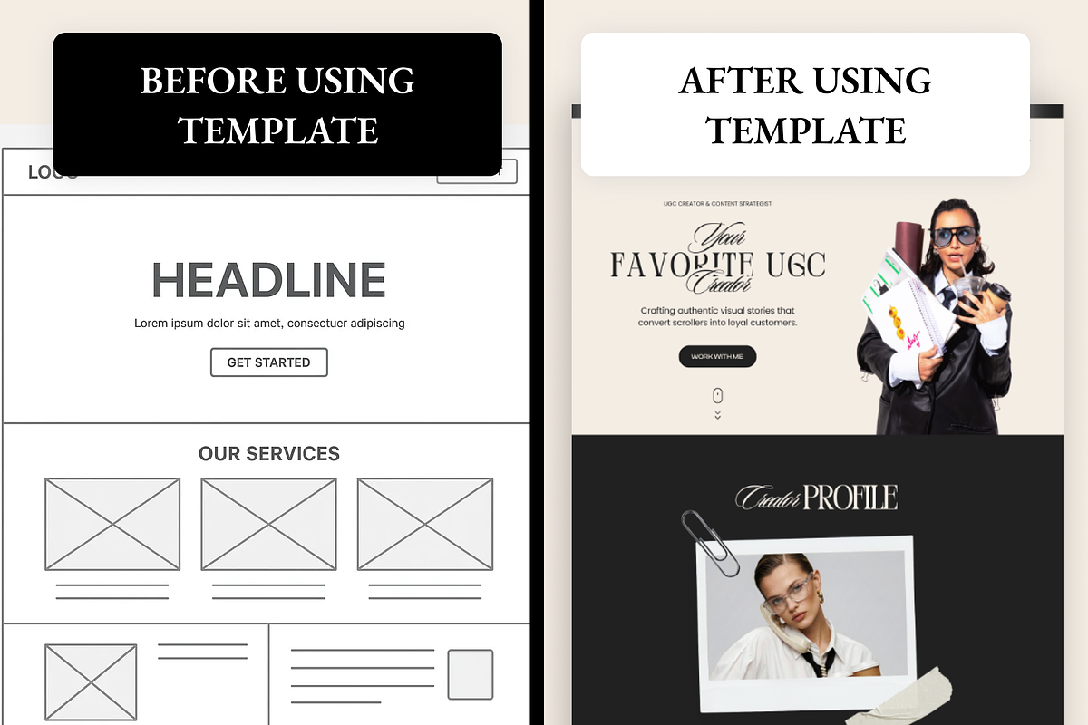 Canva Website Template UGC Creator, a Marketing Template by AtelierDuVow (Photo 3 of 10)