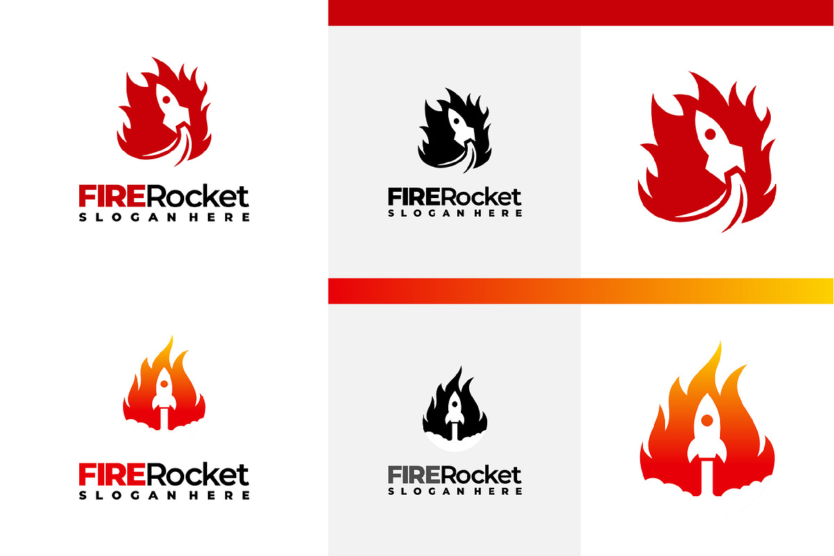 Set of Fire Rocket Logo designs, a Branding & Logo Template by Lucky Creative (Photo 4 of 5)