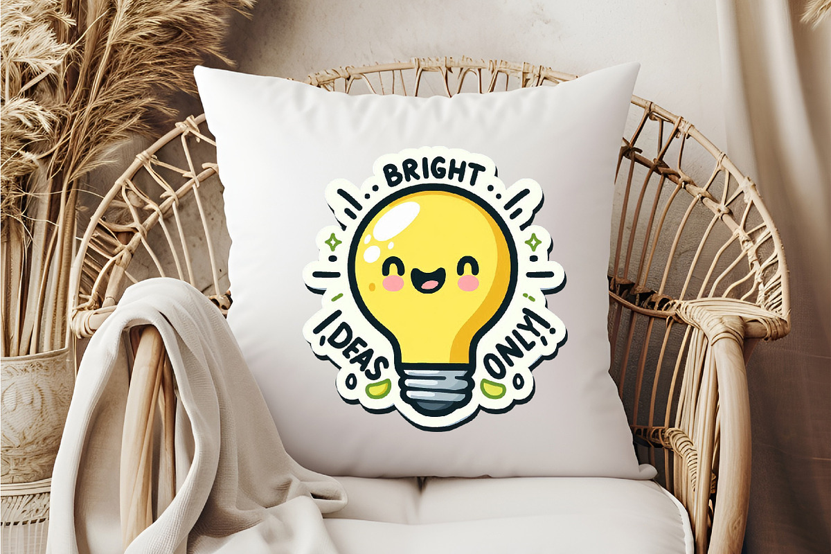 Funny,Bright Deas Only  Sticker PNG, an Illustration by DreamCafeArt (Photo 4 of 7)