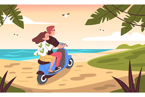 Couple moto trip. Man woman ride, a Transportation Illustration by Stock-Smart-Start