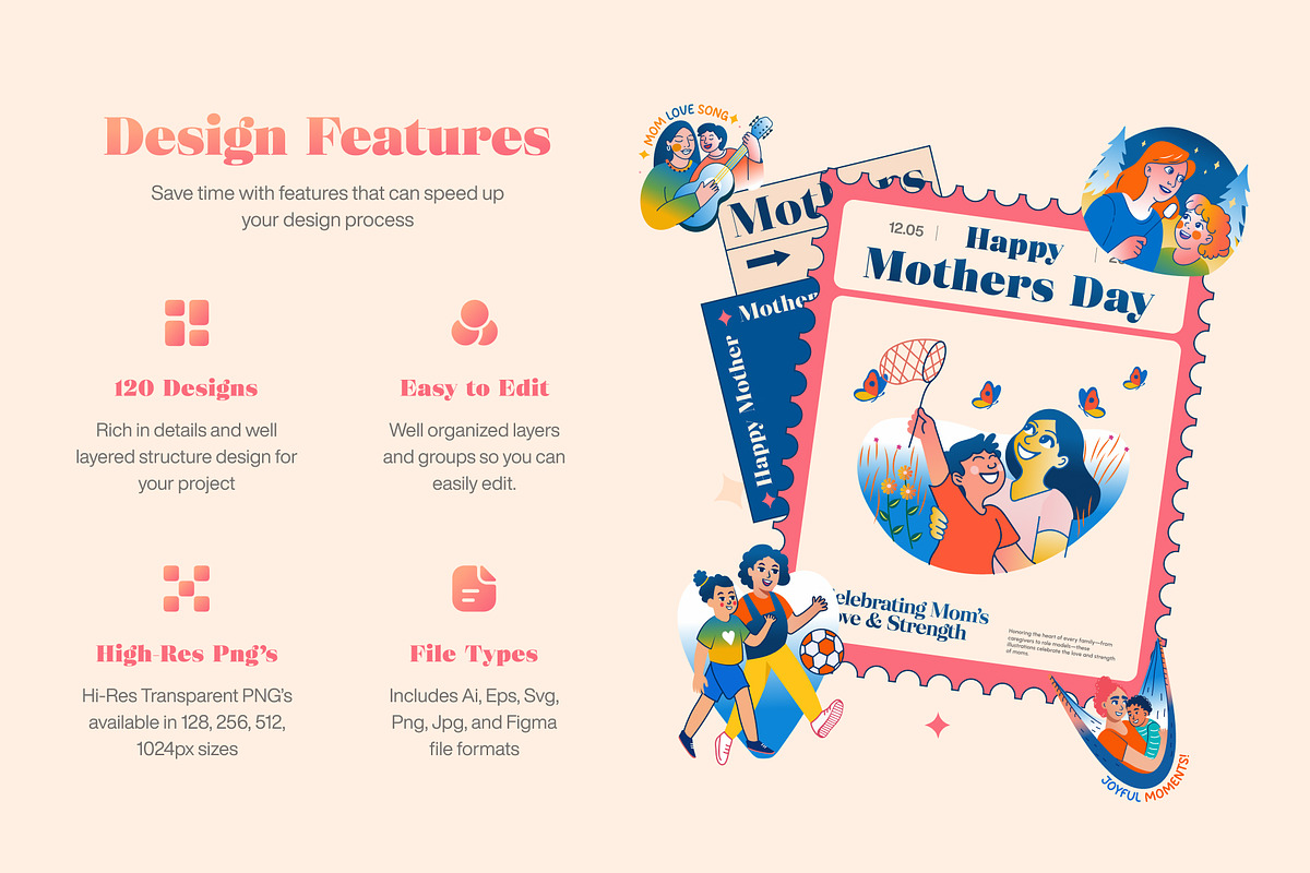 Mothers Day Stickers, an Emoji Icon by Vectors Market (Photo 2 of 9)