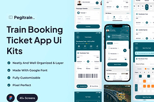 Pegitrain - Train Booking Ticket App, an UI Kit Template by Minialis