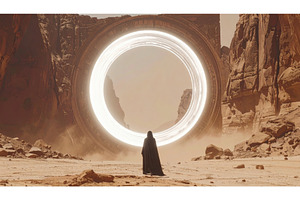 A cloaked figure approaches a, a Background Photo by Igor Tichonow