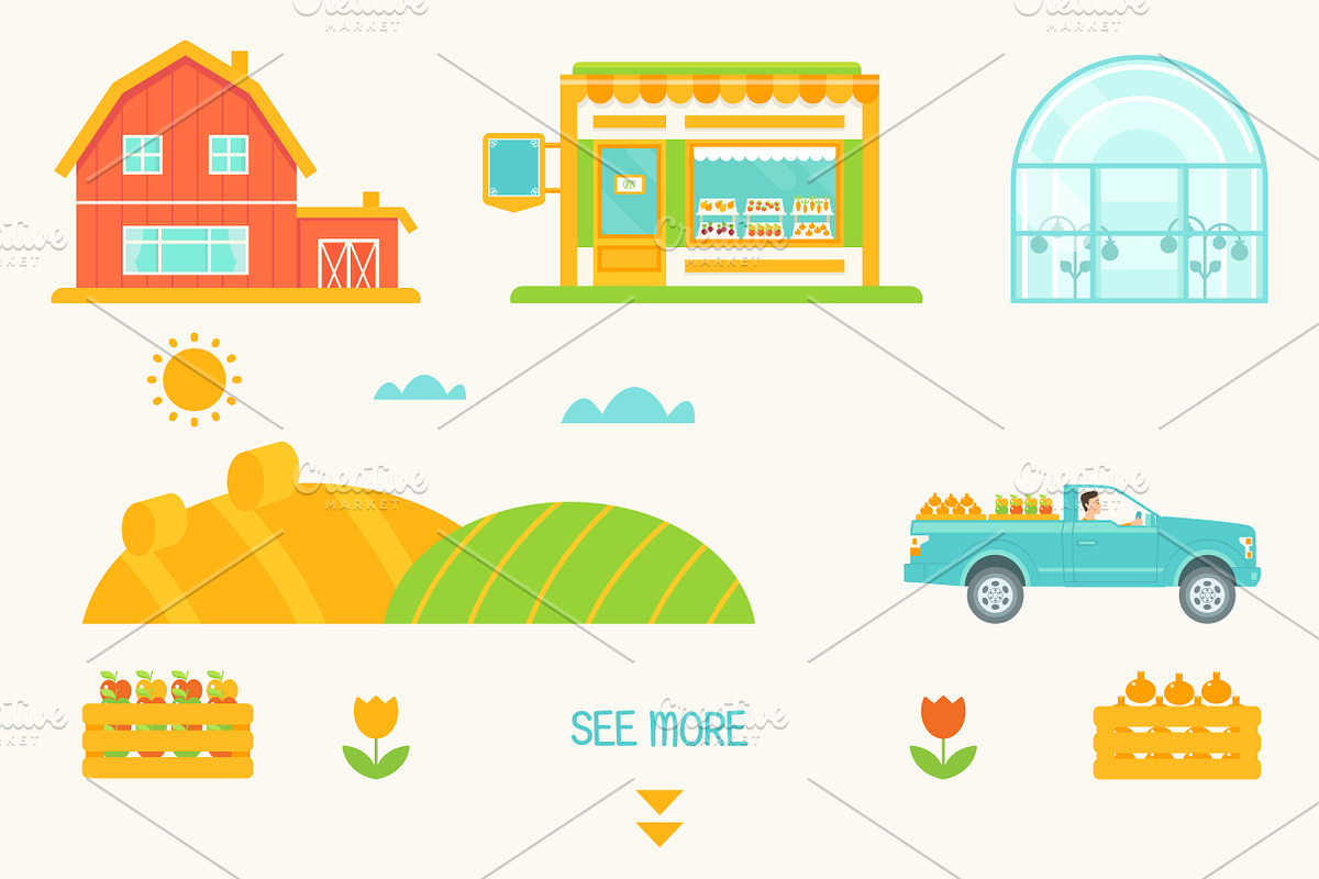 Down on the Farm Vector Set., an Animal Illustration by Julia Batsheva (Photo 2 of 3)