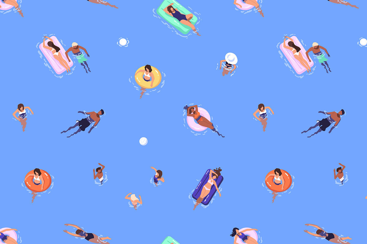 People in pool, set + backgrounds, a Person Illustration by PaperTrident (Photo 4 of 8)
