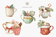Watercolor Christmas Mugs, a Decorative Illustration by ThaismotaCreativeCo (Thumbnail 3 of 8)