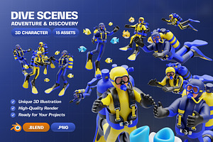 Dive Scenes 3D Character Pack