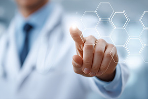 Doctor touching virtual hexagonal in, a Health & Medical Photo by MistyDay
