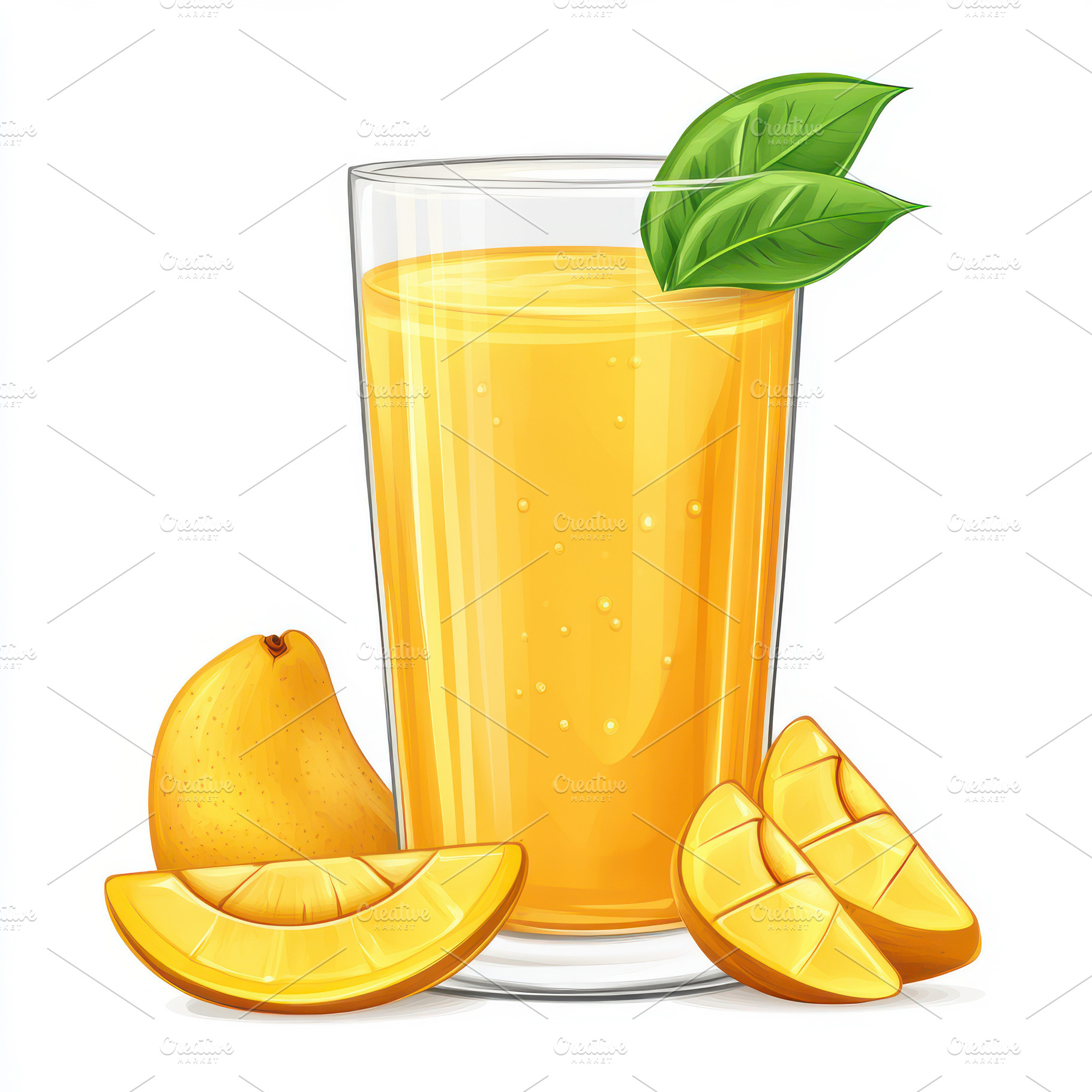 Refreshing Mango Smoothie in Glass w, a Food & Drink Photo by Pixeness Studio