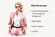 Watercolor Lady Boss Clipart, a Person Illustration by Mash Mash Stickers (Thumbnail 2 of 9)