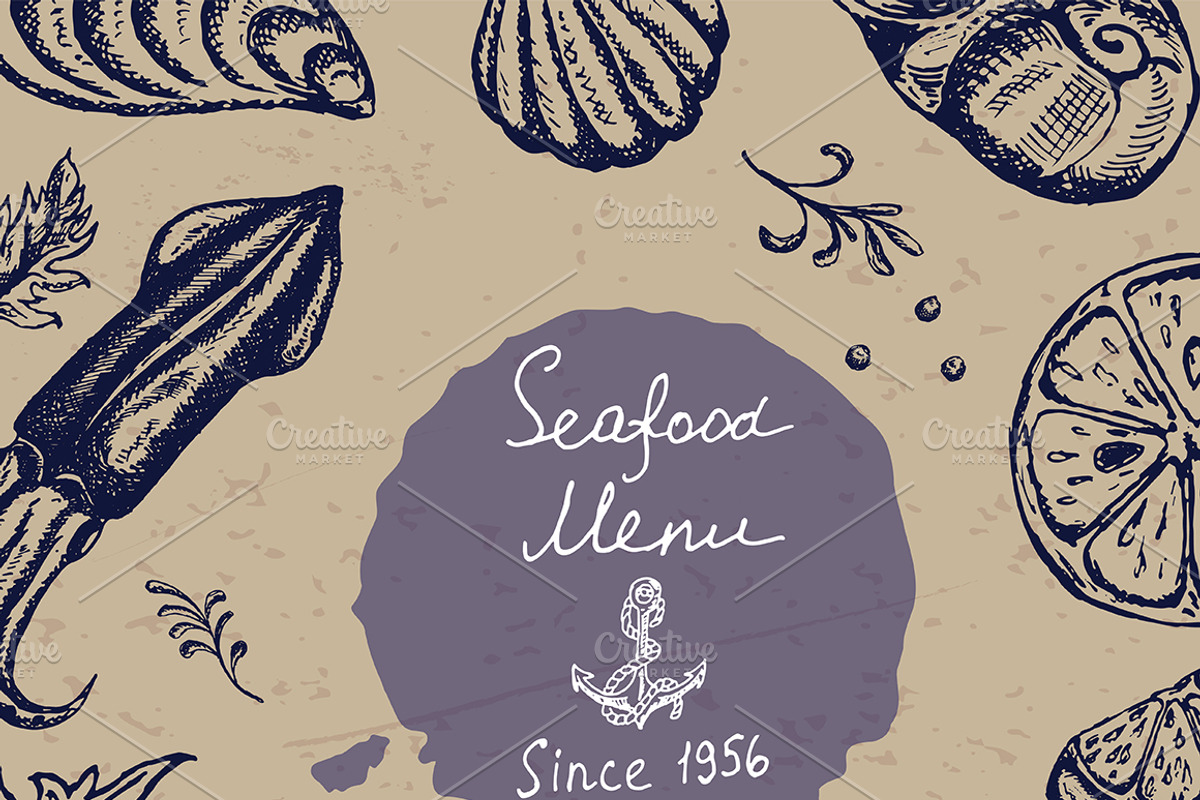 Vintage vector seafood set, a Graphic by SHom (Photo 5 of 6)
