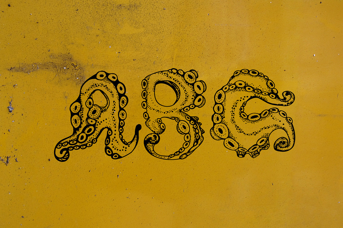 Octo - A hand lettering Octopus font, a Font by Plainly Simple Store (Photo 9 of 11)