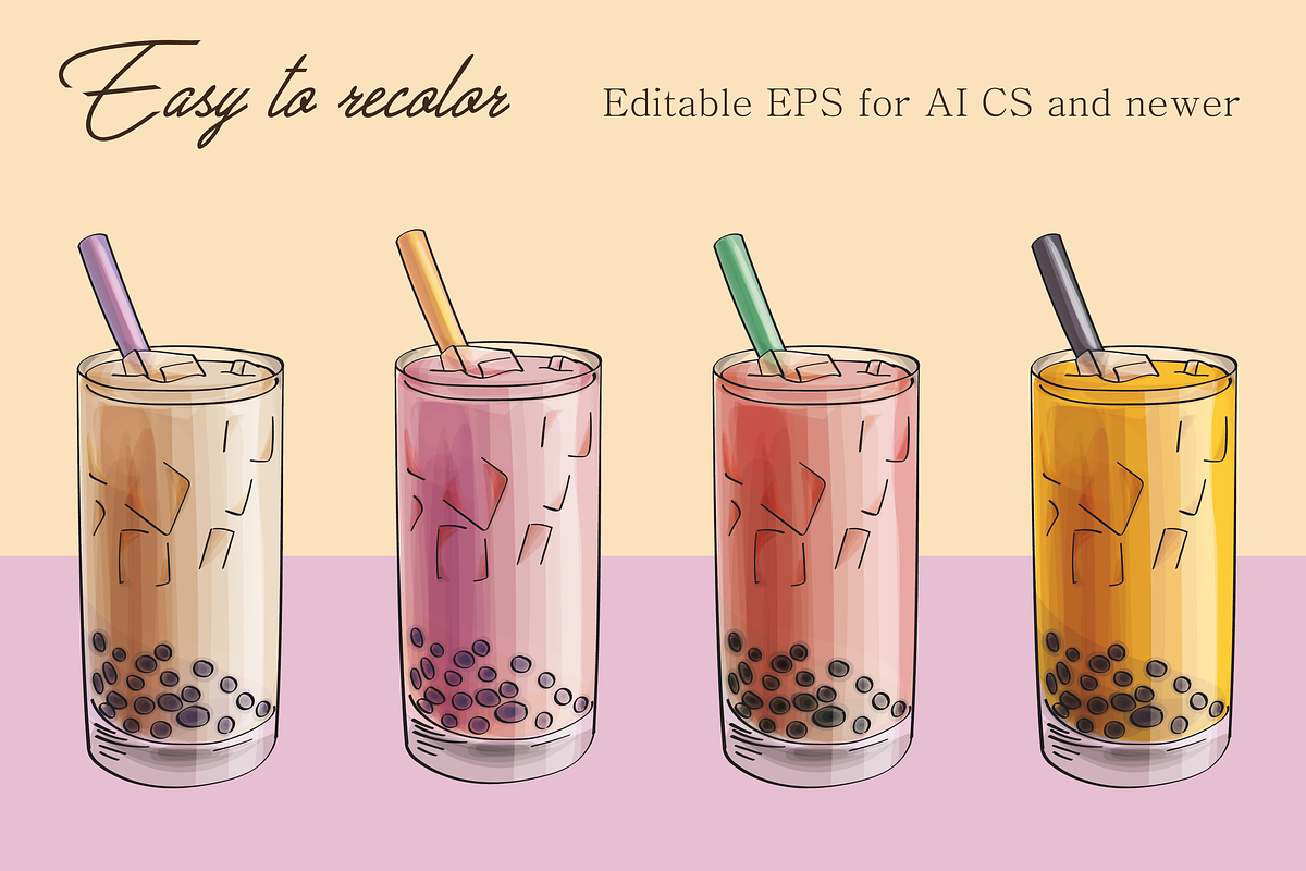 Tea Drinks set. Vector illustrations, a Food Illustration by Svitlo illustrations (Photo 3 of 6)