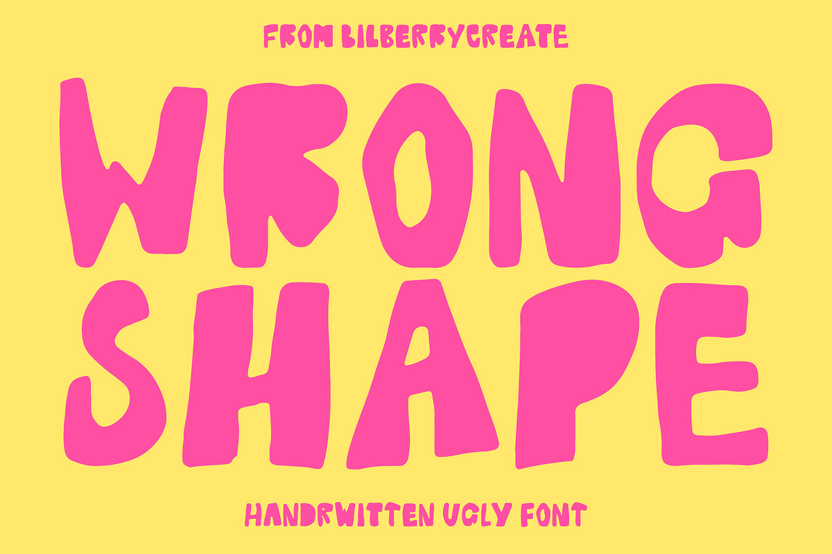WRONG SHAPE UGLY FONT, a Handwritten Font by BilberryCreates (Photo 1 of 13)