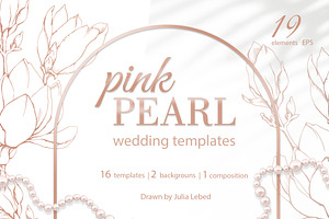 Pink Pearl wedding illustrations, an Invitation Template by L- design studio