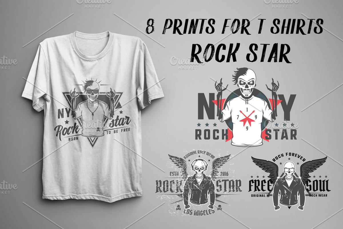 Set of prints for T-Shirts Rock Star, a Background Graphic by Hadanello88 (Photo 1 of 3)