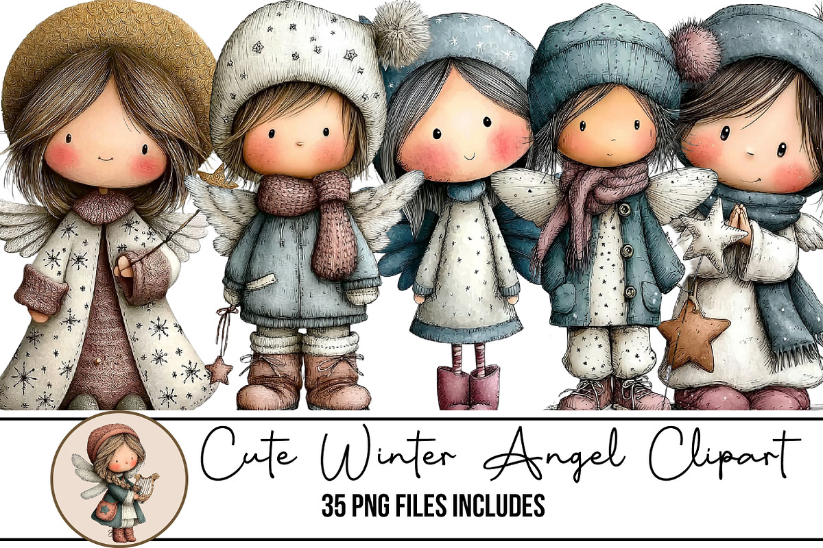 Cute Winter Angel Clipart, an Illustration by DreamArtGraphic (Photo 1 of 4)