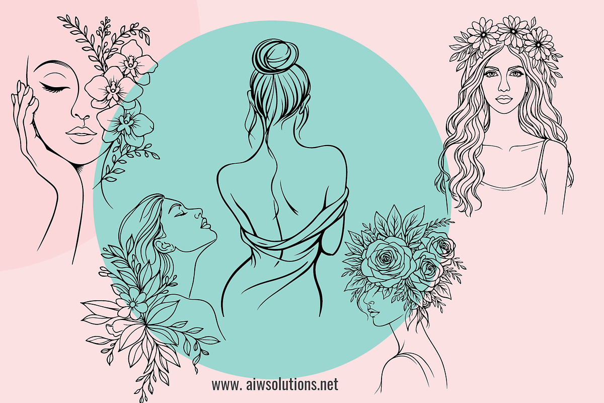 Woman Single Line Art Bundle, an Object Graphic by AIW SOLUTIONS (Photo 2 of 6)