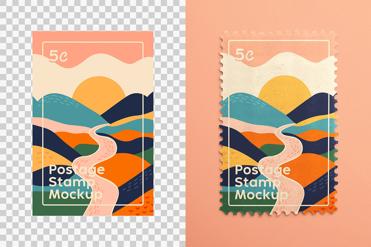 Postage Stamp Pair Mockup, an Advertising Mockup by Custom Scene (Photo 11 of 11)