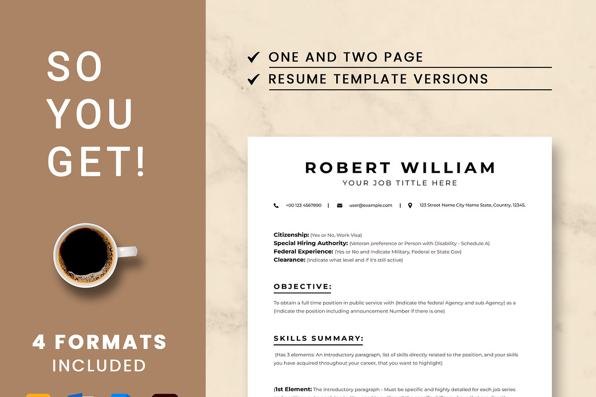 USAJob Resume Template, a Resume Template by ResumeInventor (Photo 8 of 9)
