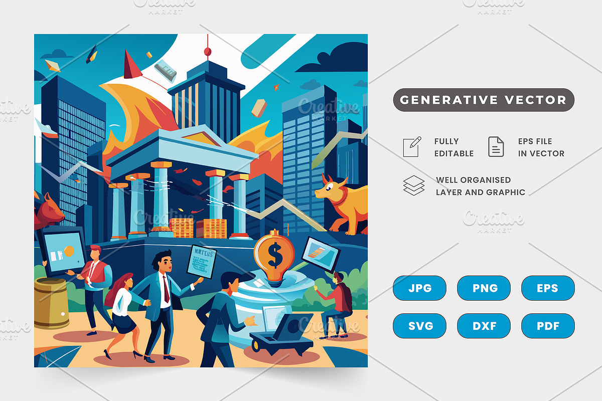 Capture the essence of a bustling st, a Graphic by SaroStock