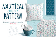 Nautical Seamless Children Pattern, a Pattern Graphic by dlinnaya (Thumbnail 1 of 4)