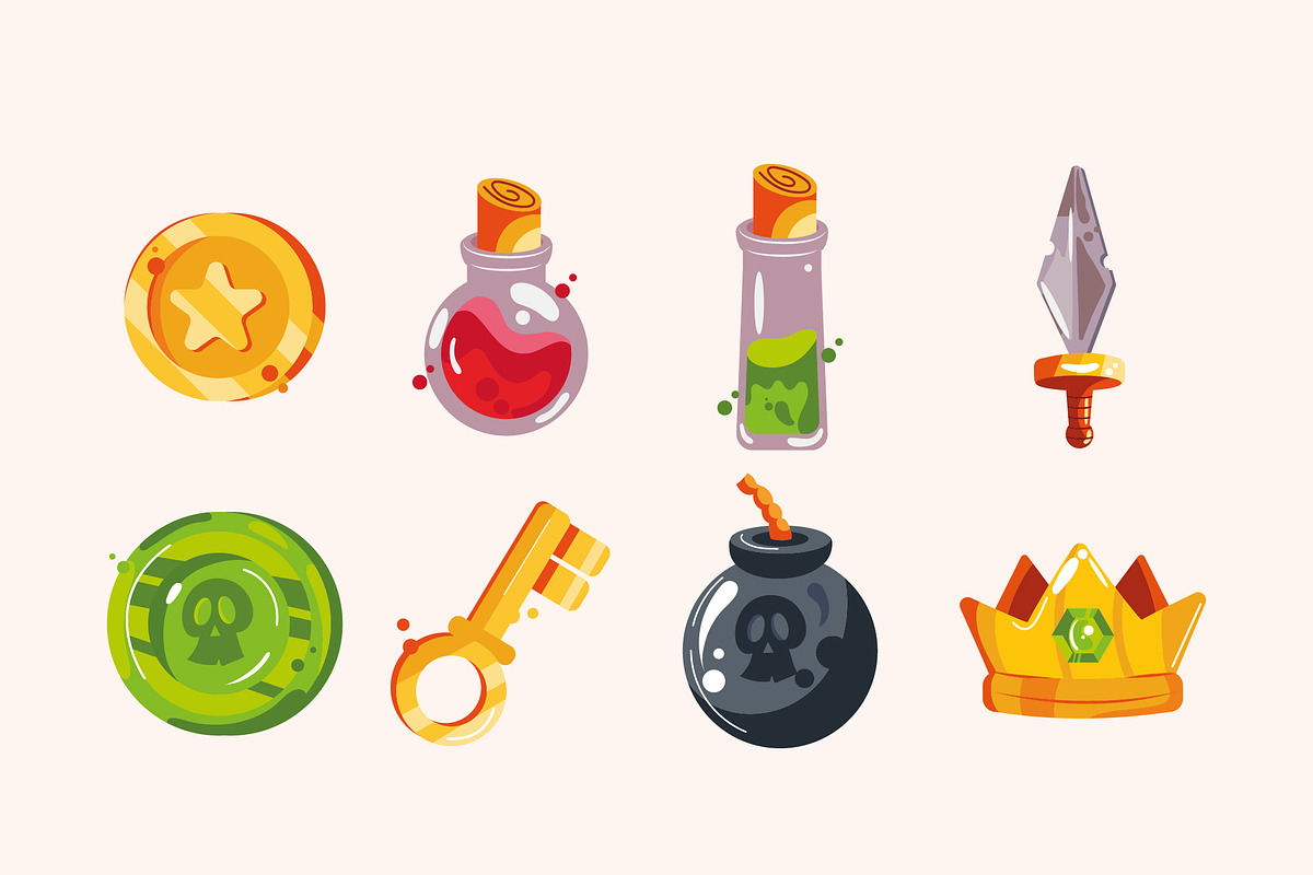Colorful Video Game Icon Set