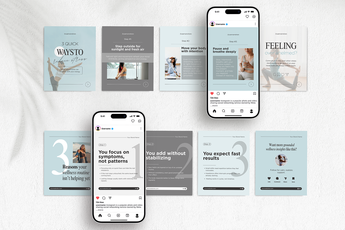 Wellness Carousel Instagram Posts, a Social Media Template by DigiPax (Photo 5 of 11)