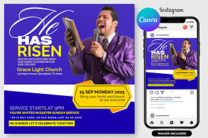 He Is Risen Easter Sunday Flyer, a Graphic by graphicforest